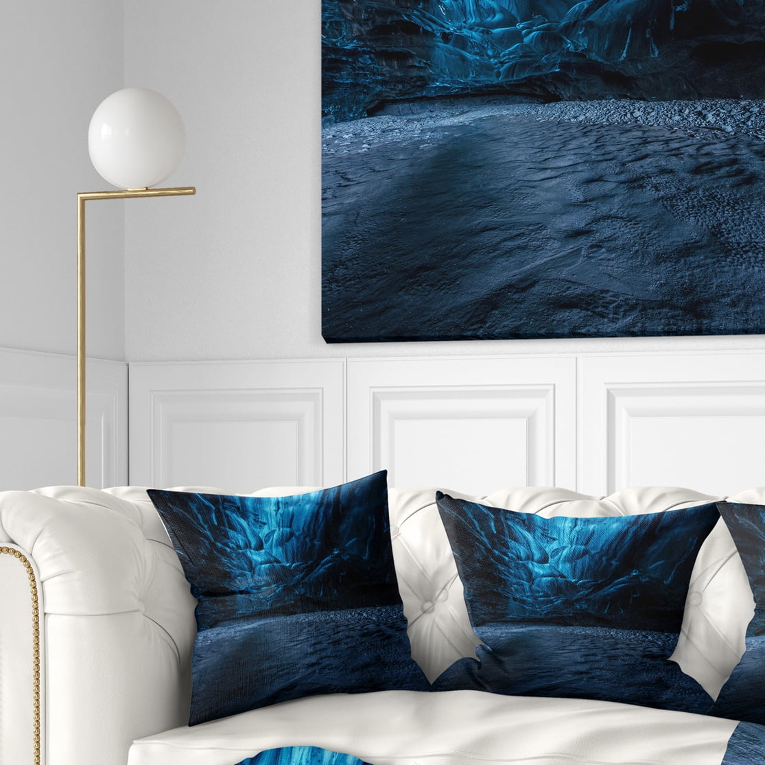 Designart Beautiful Ice Cave in Iceland - Landscape Photography Throw Pillow - 18x18