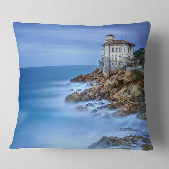 Designart Beautiful Italian Seashore View - Seascape Throw Pillow - 18x18
