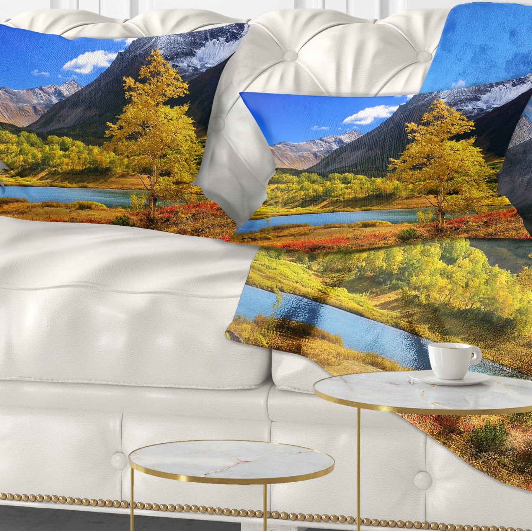 Designart Beautiful Kamchatka Mountains - Landscape Printed Throw Pillow - 12x20