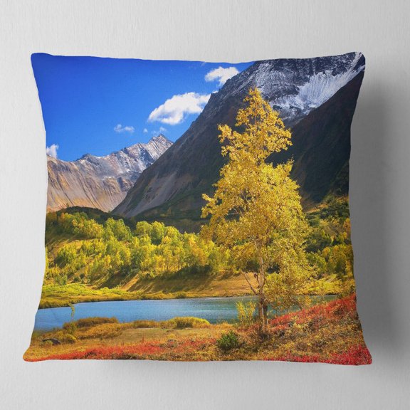 Designart Beautiful Kamchatka Mountains - Landscape Printed Throw Pillow - 16x16