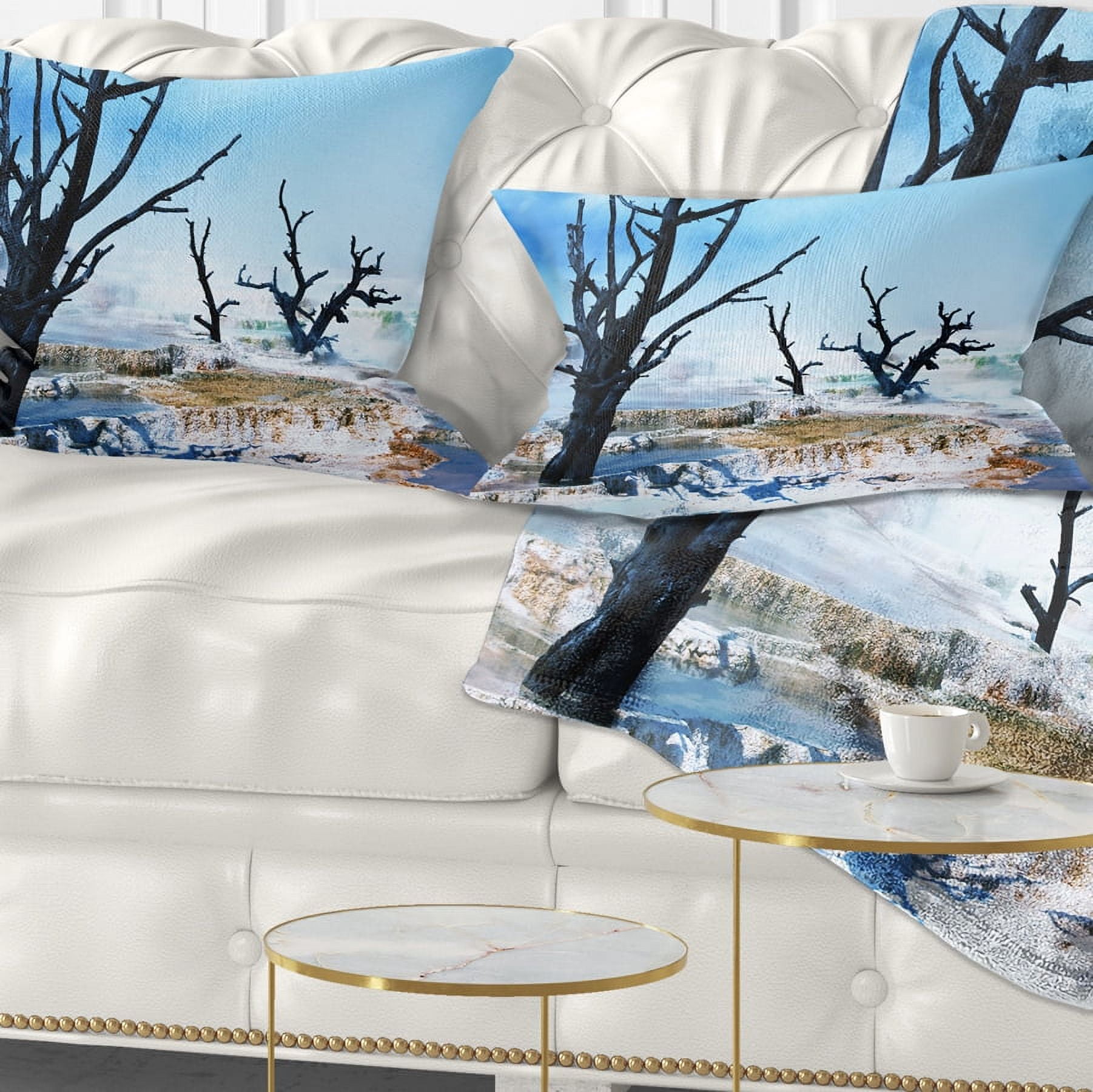 Designart Beautiful Land with Large Dry Trees - Landscape Printed Throw Pillow - 12x20