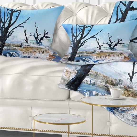 Designart Beautiful Land with Large Dry Trees - Landscape Printed Throw Pillow - 12x20