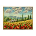 thumbnail image 1 of Designart 'Beautiful Landscape With Poppies Flowers By Riverside' Traditional Framed Canvas Wall Art Print, 1 of 5