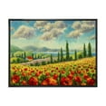 thumbnail image 1 of Designart 'Beautiful Landscape With Poppies Flowers By Riverside' Traditional Framed Canvas Wall Art Print, 1 of 5