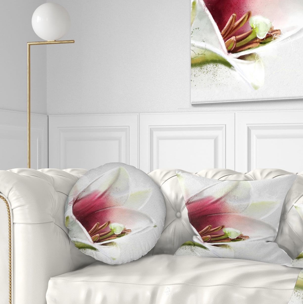 Designart Beautiful Lily Flower Watercolor - Flowers Throw Pillowwork - 12x20