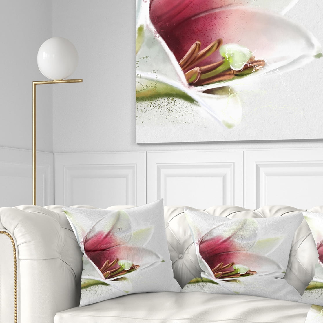 Designart Beautiful Lily Flower Watercolor - Flowers Throw Pillowwork - 18x18