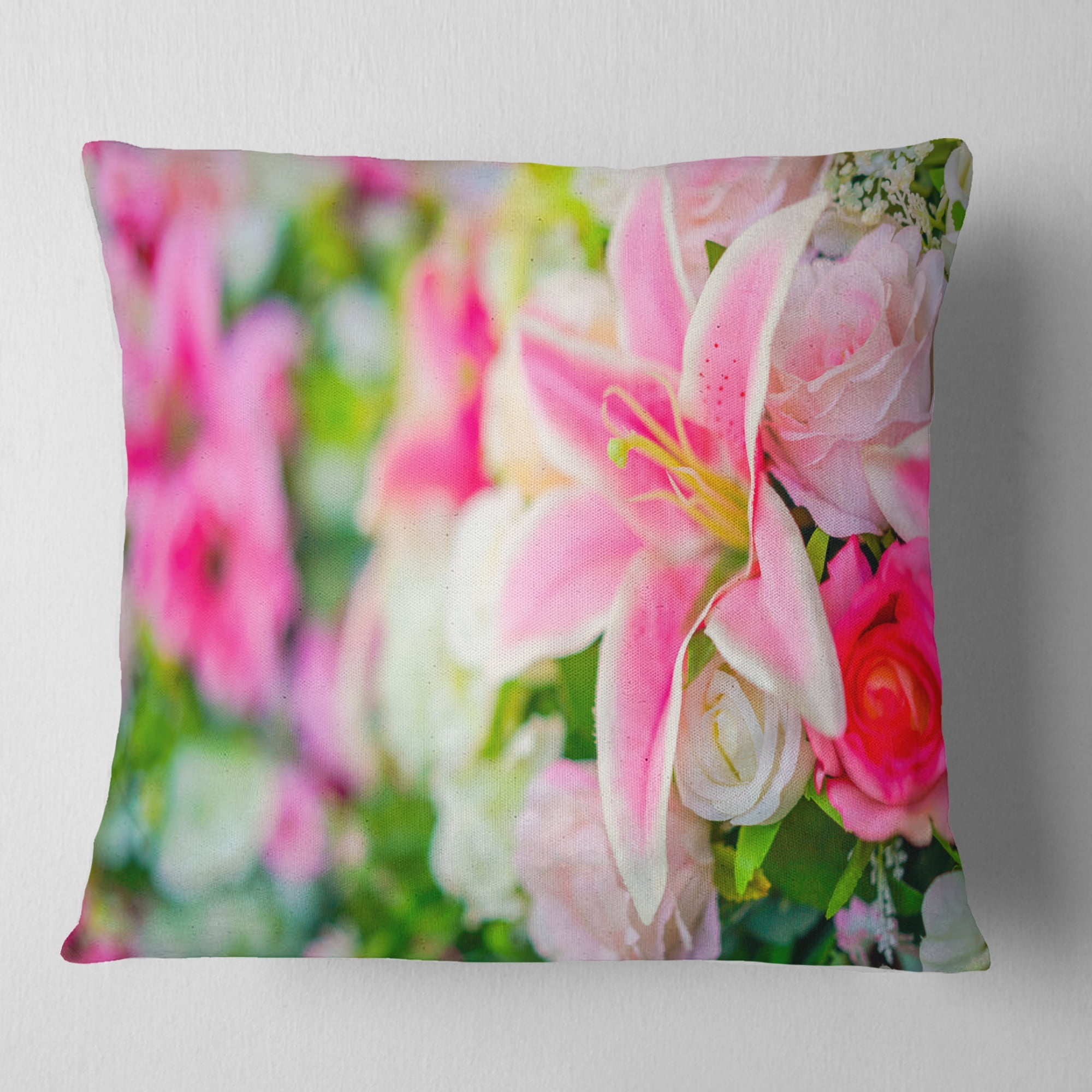 Designart Beautiful Lily Flowers in Bouquet - Floral Throw Pillow - 18x18