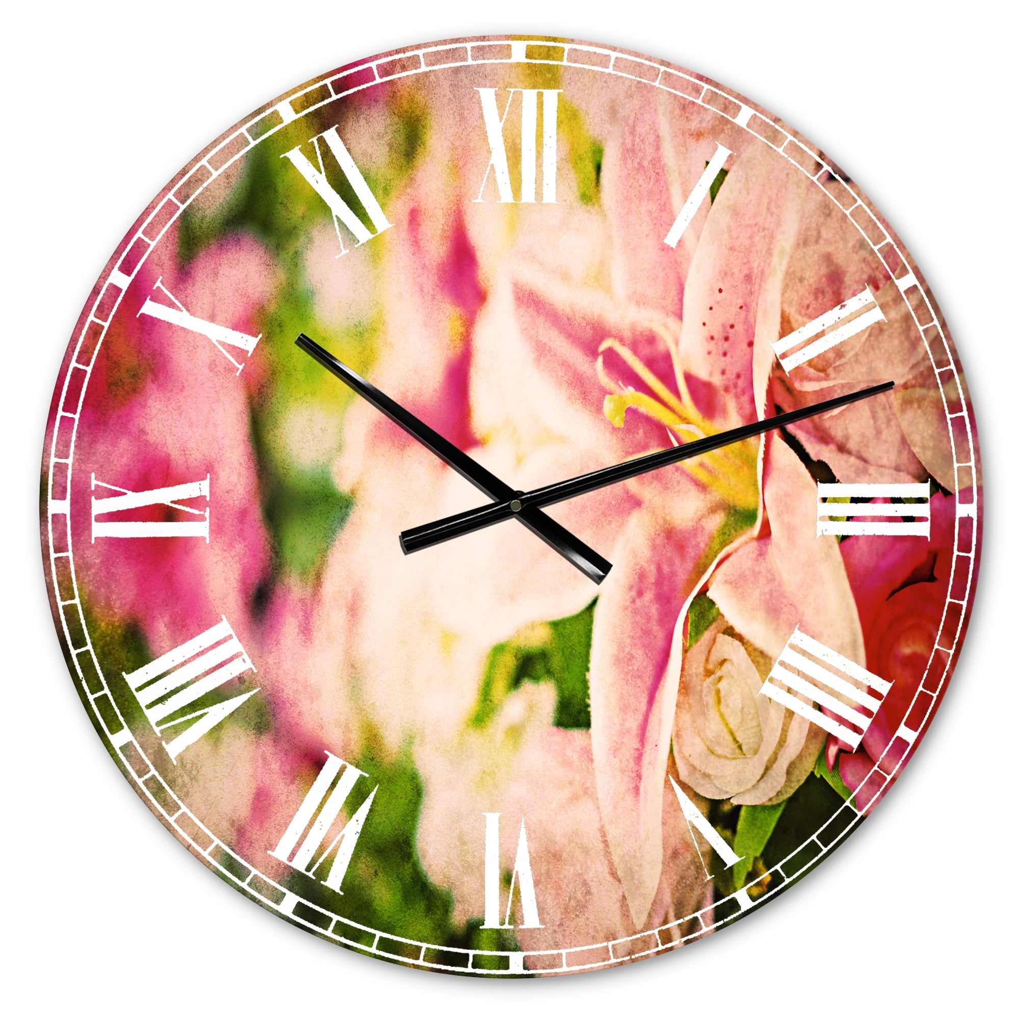 Designart 'Beautiful Lily Flowers in Bouquet' Traditional wall clock