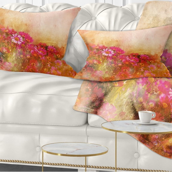 Designart Beautiful Little Flowers in Spring - Floral Throw Pillow - 12x20