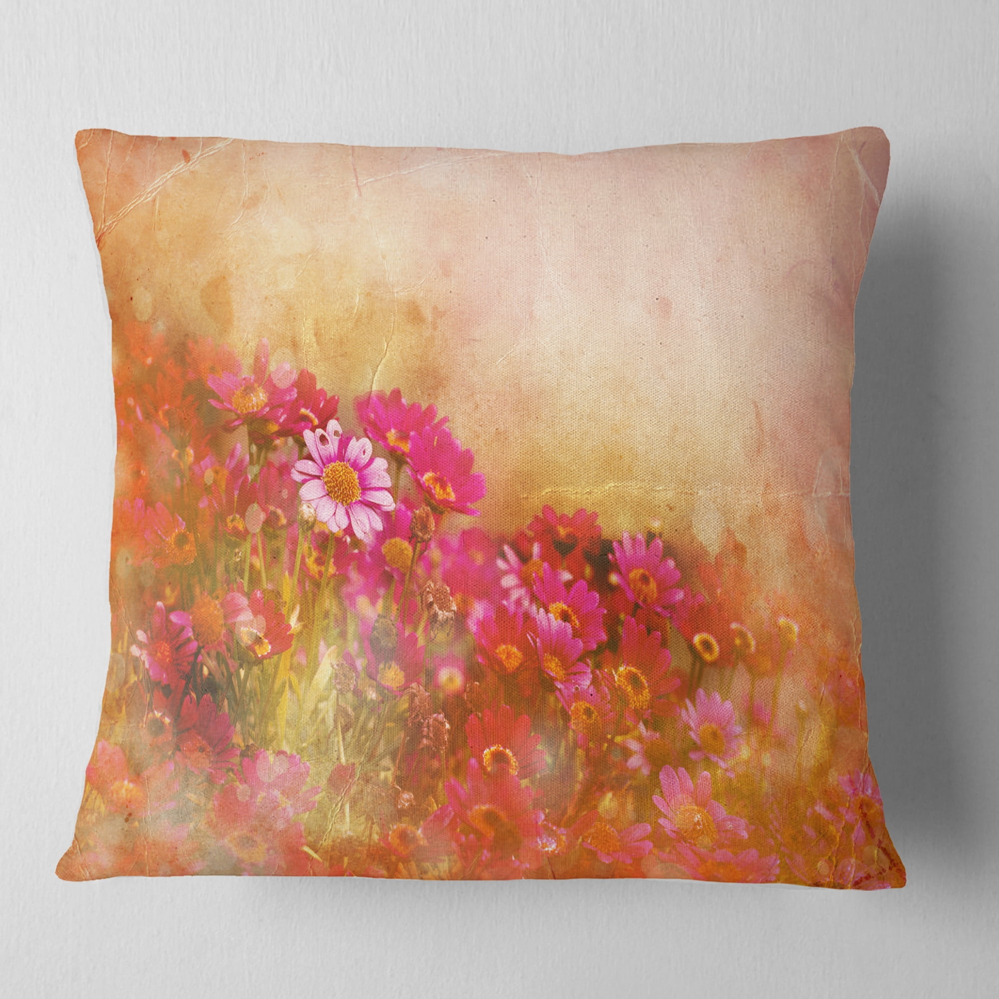 Designart Beautiful Little Flowers in Spring - Floral Throw Pillow - 18x18