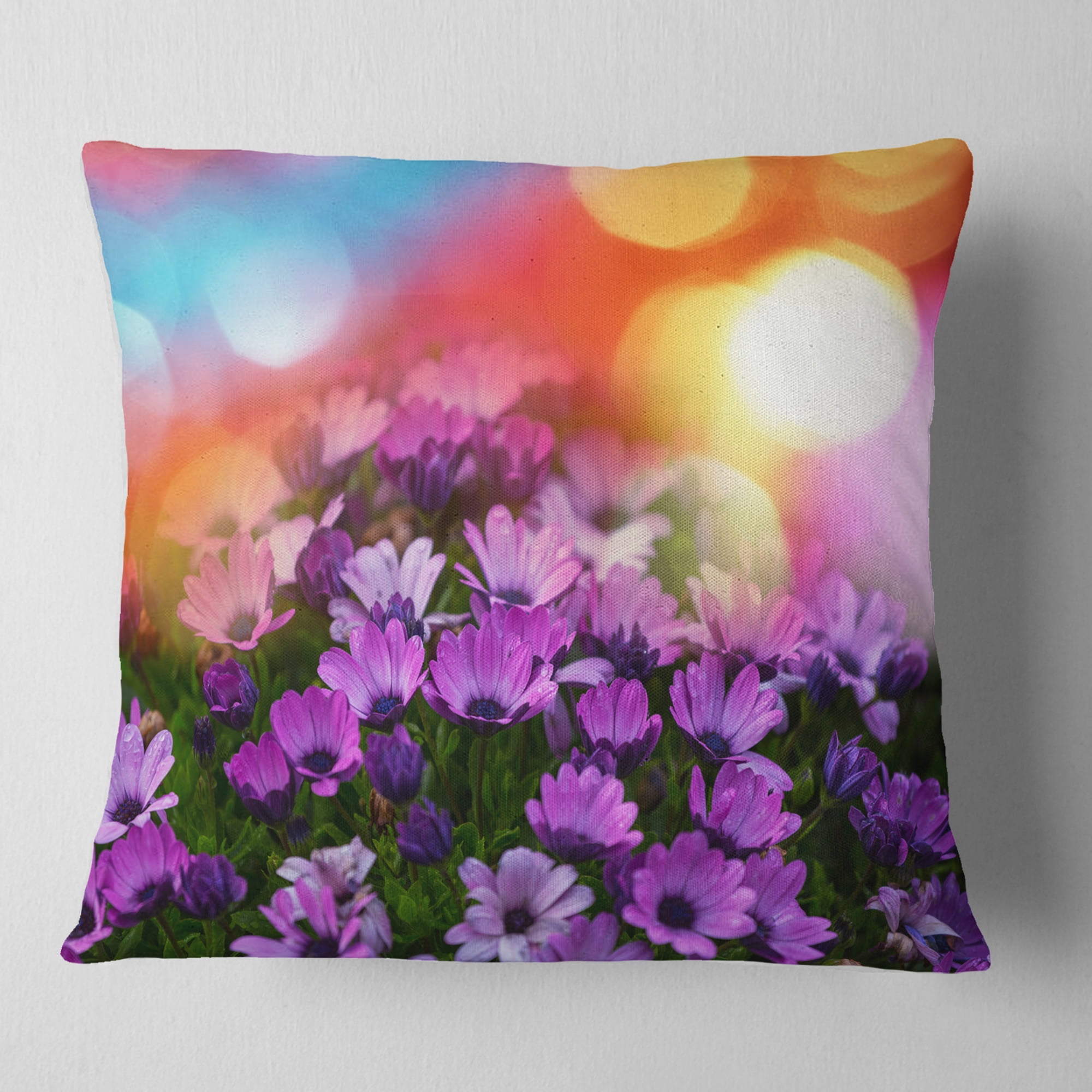 Designart Beautiful Little Purple Flowers - Floral Throw Pillow - 18x18