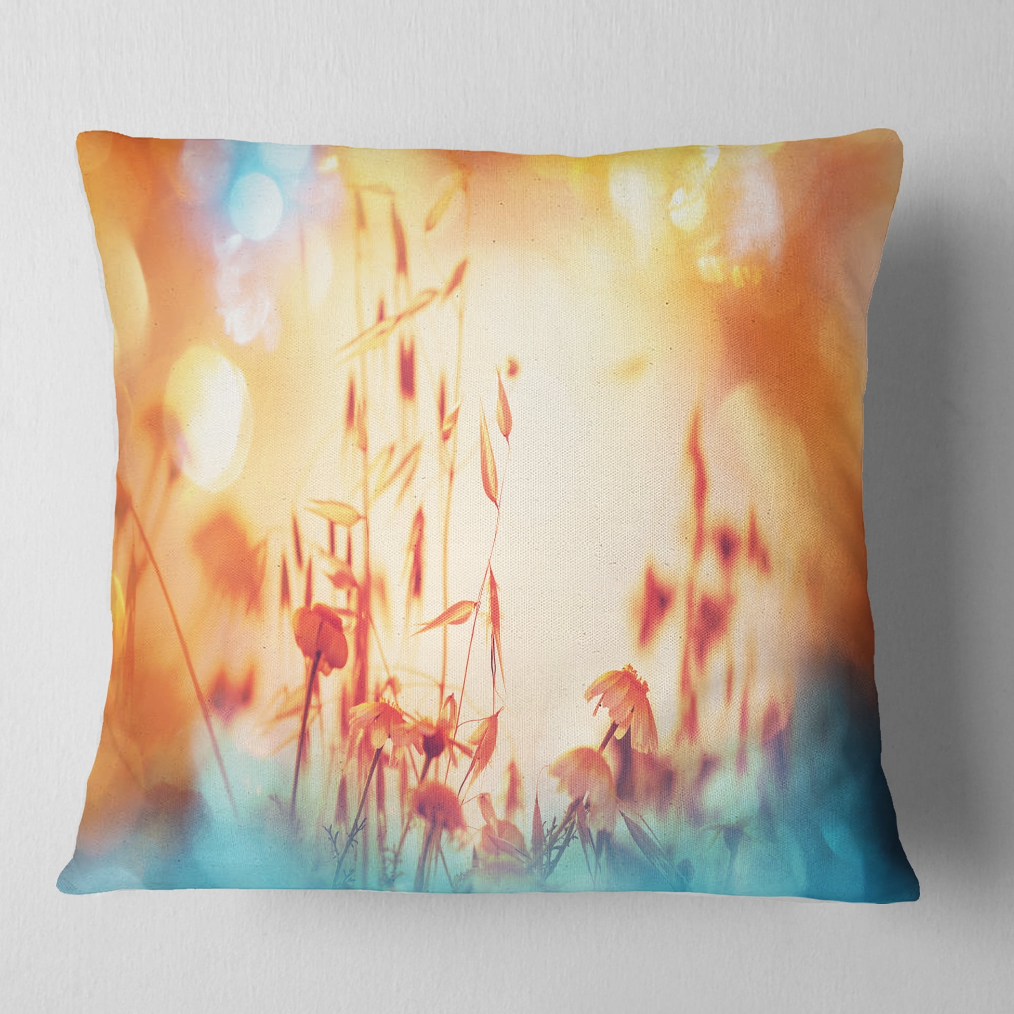 Designart Beautiful Little Summer Flowers View - Floral Throw Pillow - 18x18