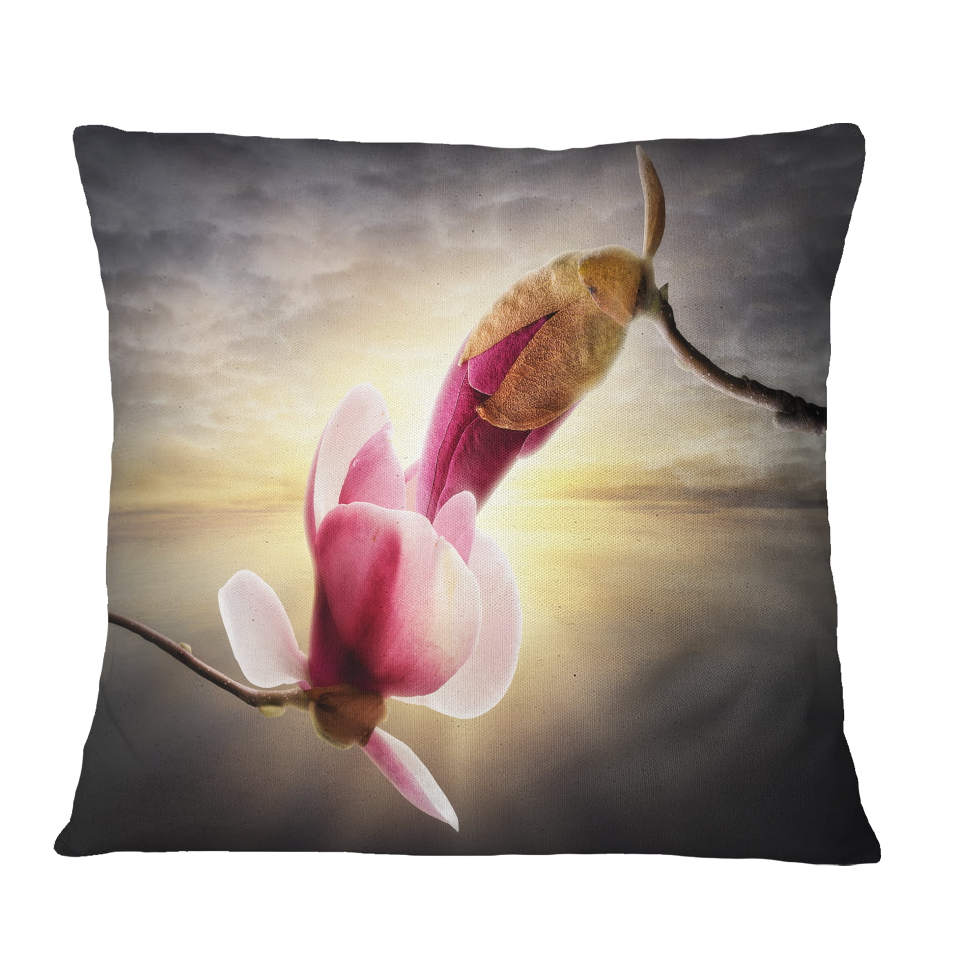 Designart Beautiful Magnolia Flowers - Floral Throw Pillow - 16x16