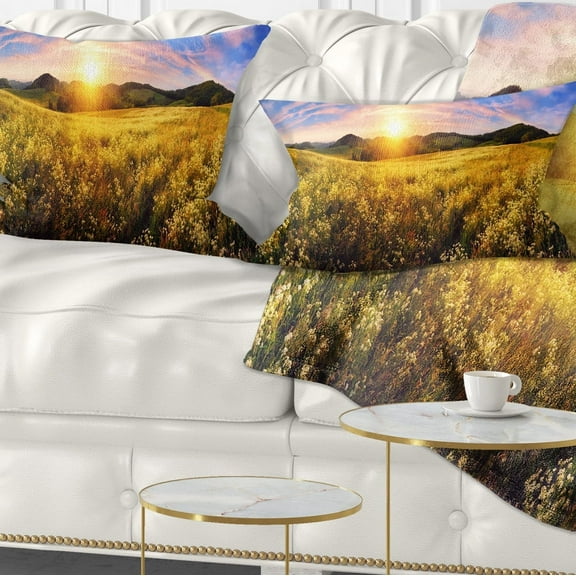 Designart Beautiful Meadow Panorama - Landscape Printed Throw Pillow - 12x20