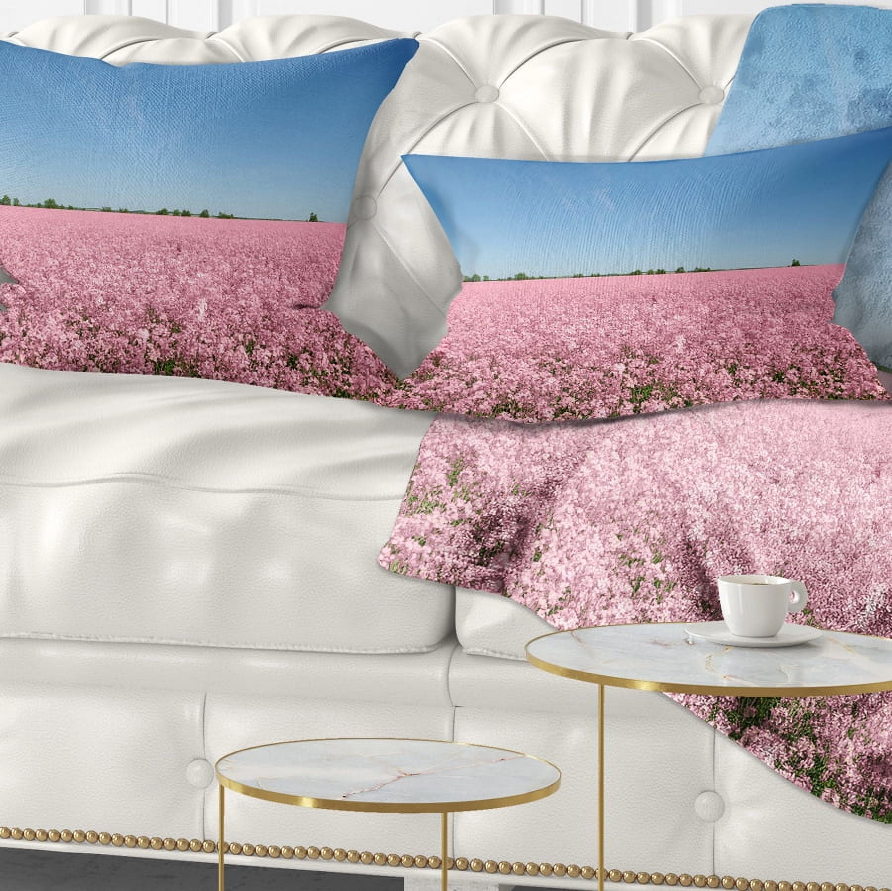Designart Beautiful Meadow under Blue Sky - Floral Throw Pillow - 12x20