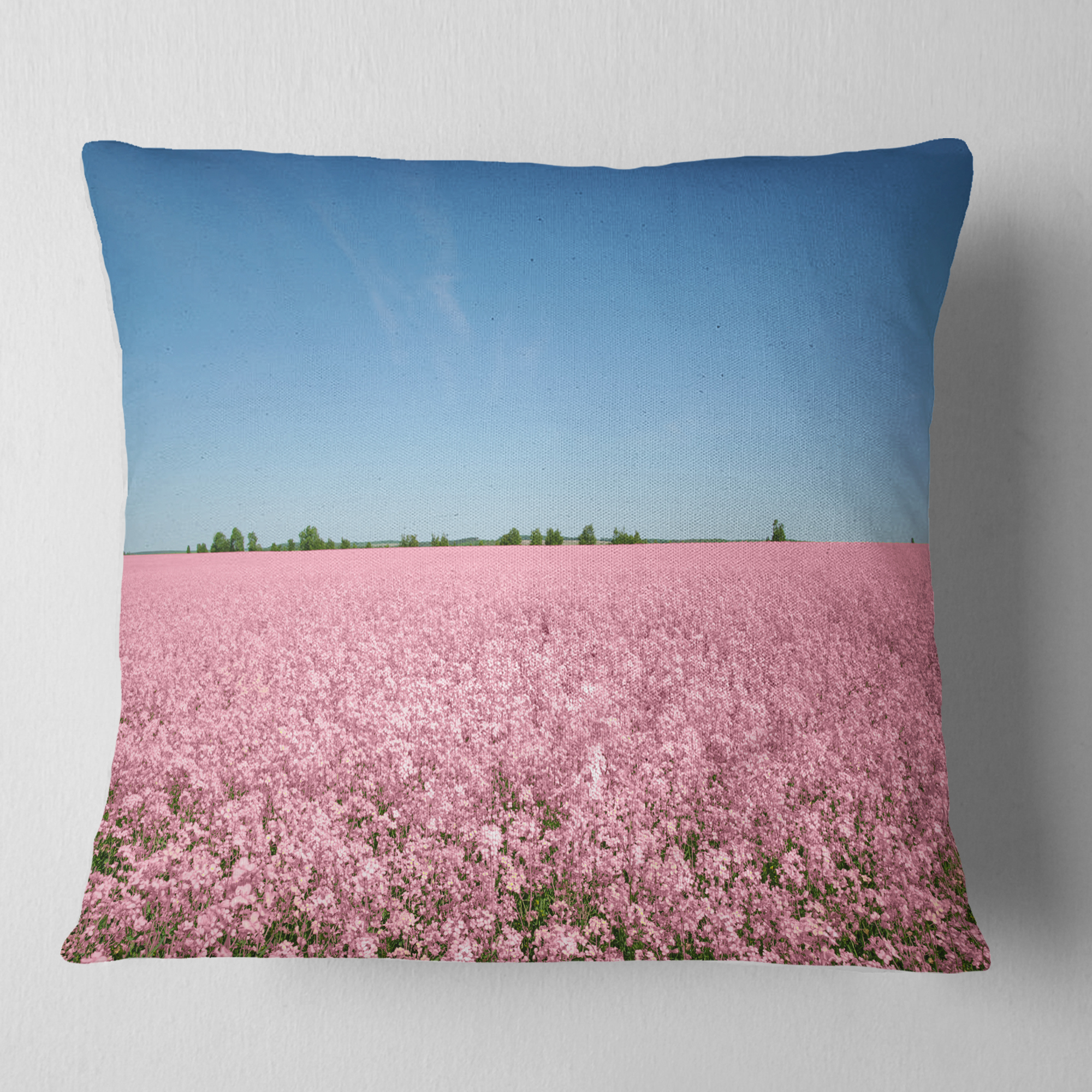 Designart Beautiful Meadow under Blue Sky - Floral Throw Pillow - 16x16