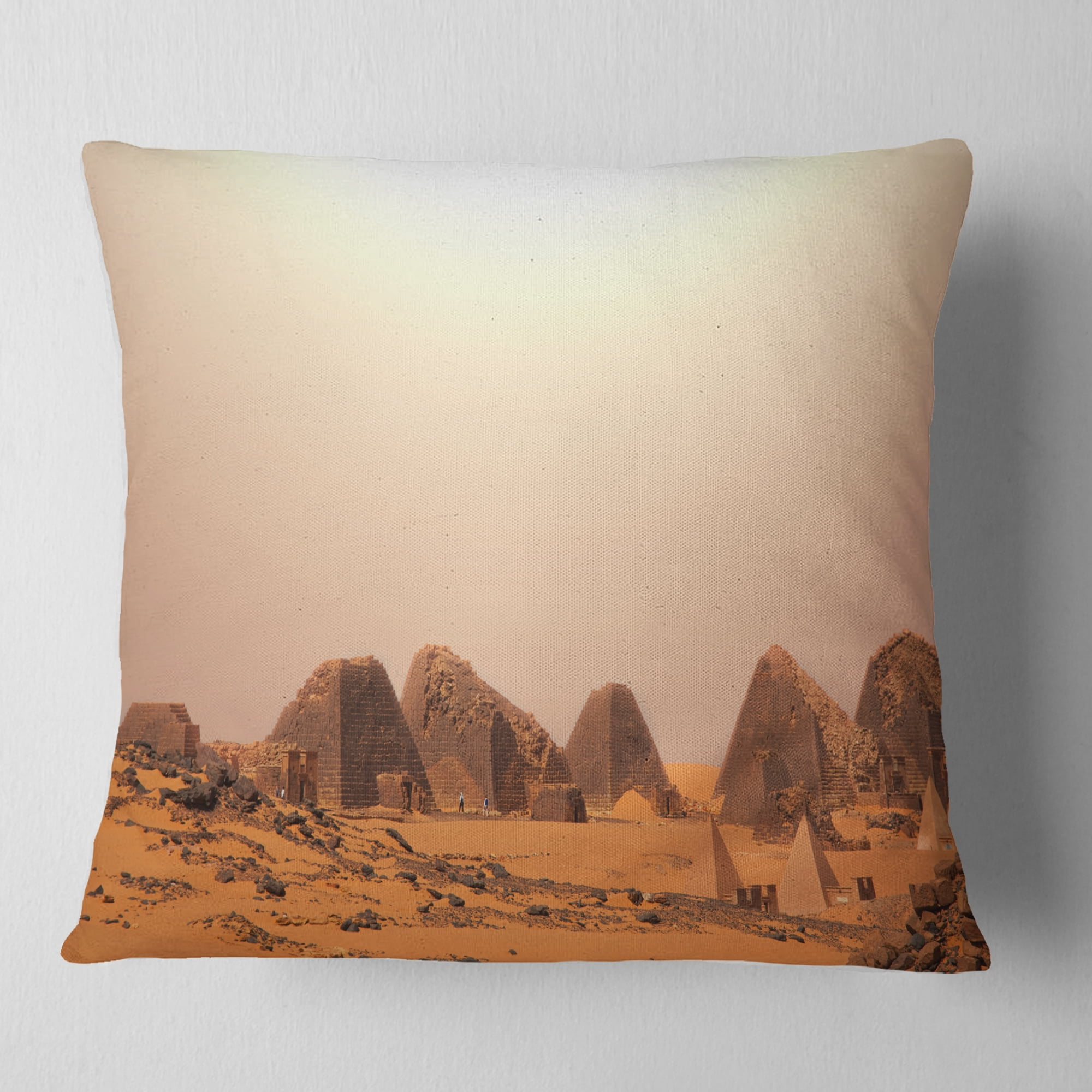Designart Beautiful Meroe Pyramids in Sudan - Landscape Printed Throw Pillow - 16x16
