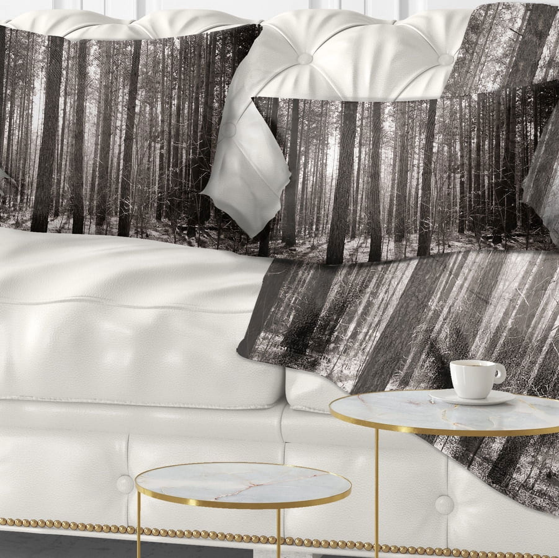 Designart Beautiful Misty Forest in the Autumn - Forest Throw Pillow - 12x20