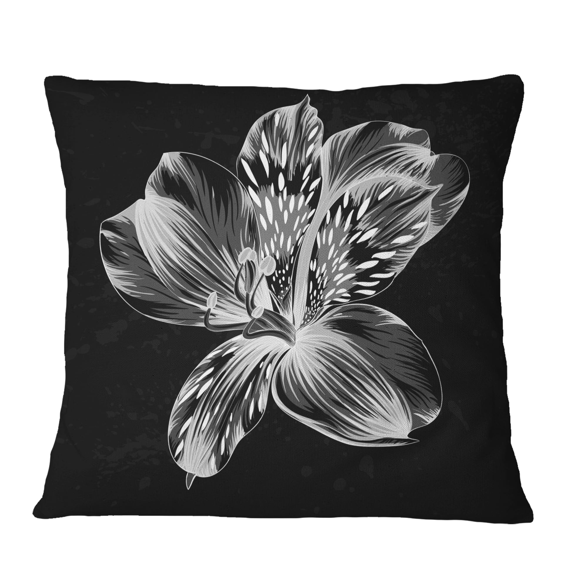 Designart Beautiful Monochrome Alstroemeria Flower - Floral Throw Pillow - 16x16