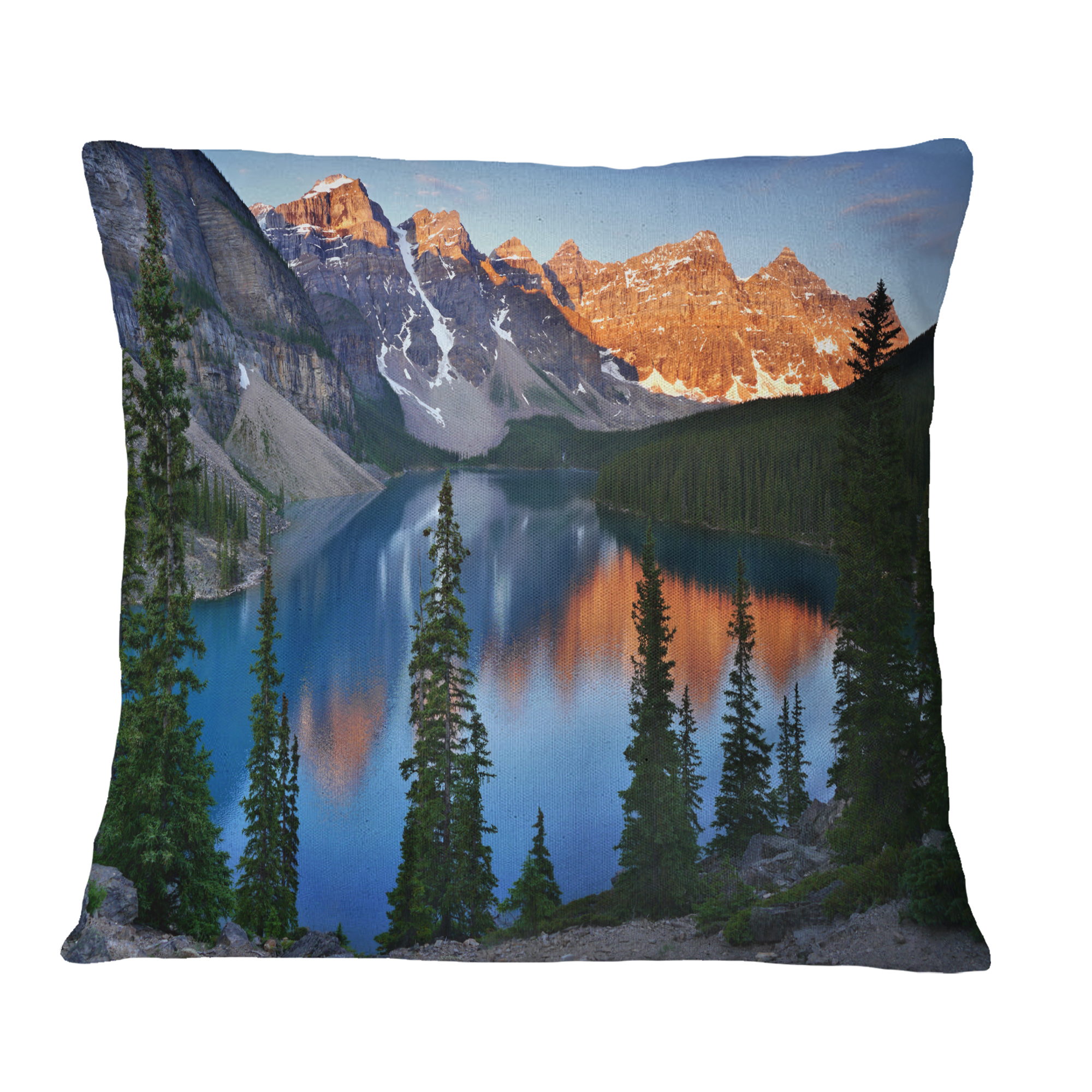 Designart Beautiful Moraine Lake Canada - Landscape Printed Throw Pillow - 18x18