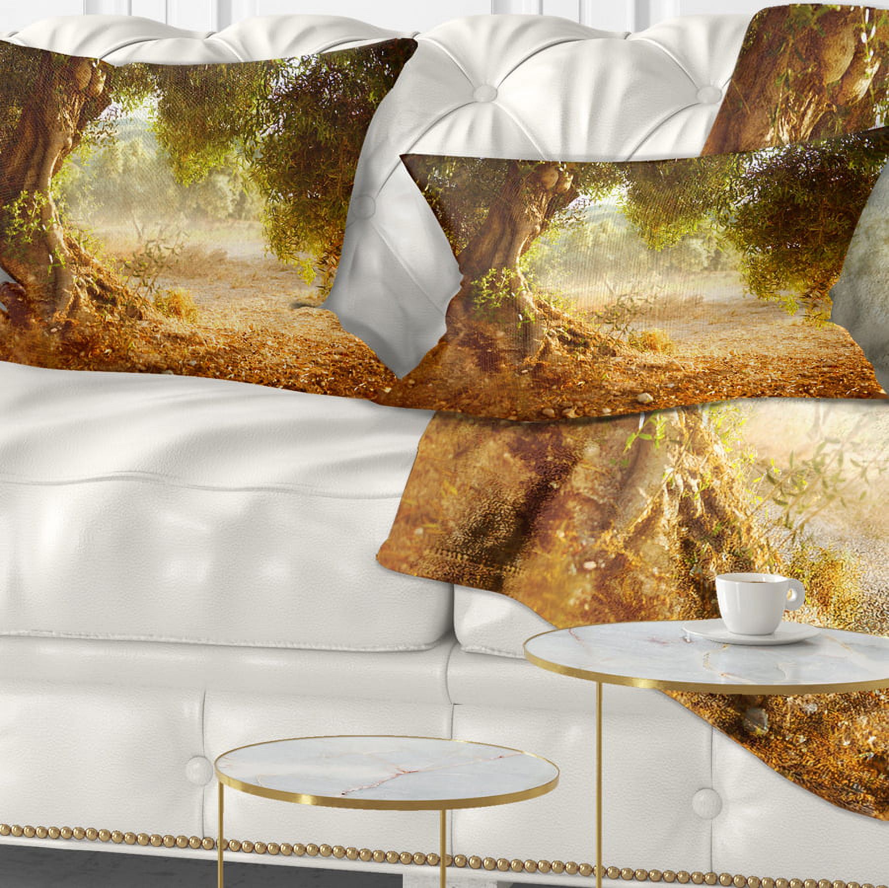 Designart Beautiful Old Olive Tree - Landscape Printed Throw Pillow - 12x20