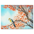 thumbnail image 1 of Designart ' Beautiful Orange Bird Sitting On Flowering Branch ' Traditional Canvas Wall Art Print, 1 of 3