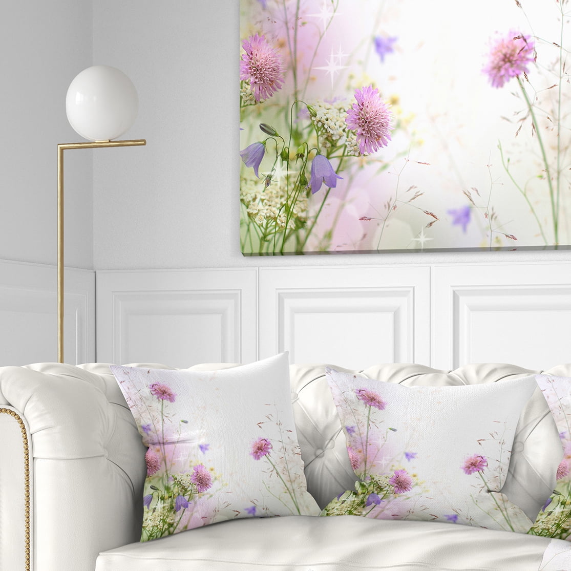 Designart Beautiful Pastel Floral Pattern - Floral Throw Pillow - 16x16