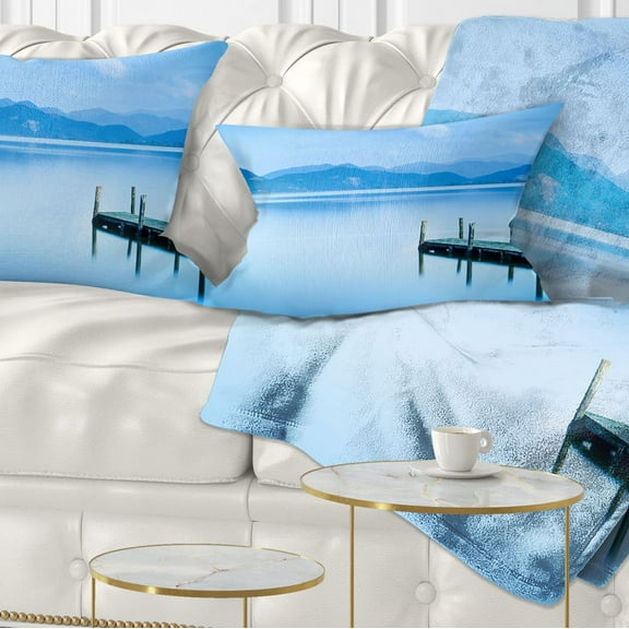 Designart Beautiful Pier in Sea - Seascape Throw Pillow - 12x20