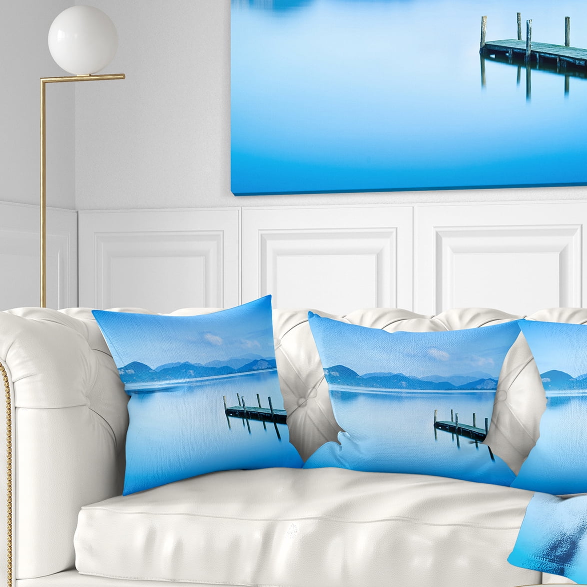 Designart Beautiful Pier in Sea - Seascape Throw Pillow - 18x18