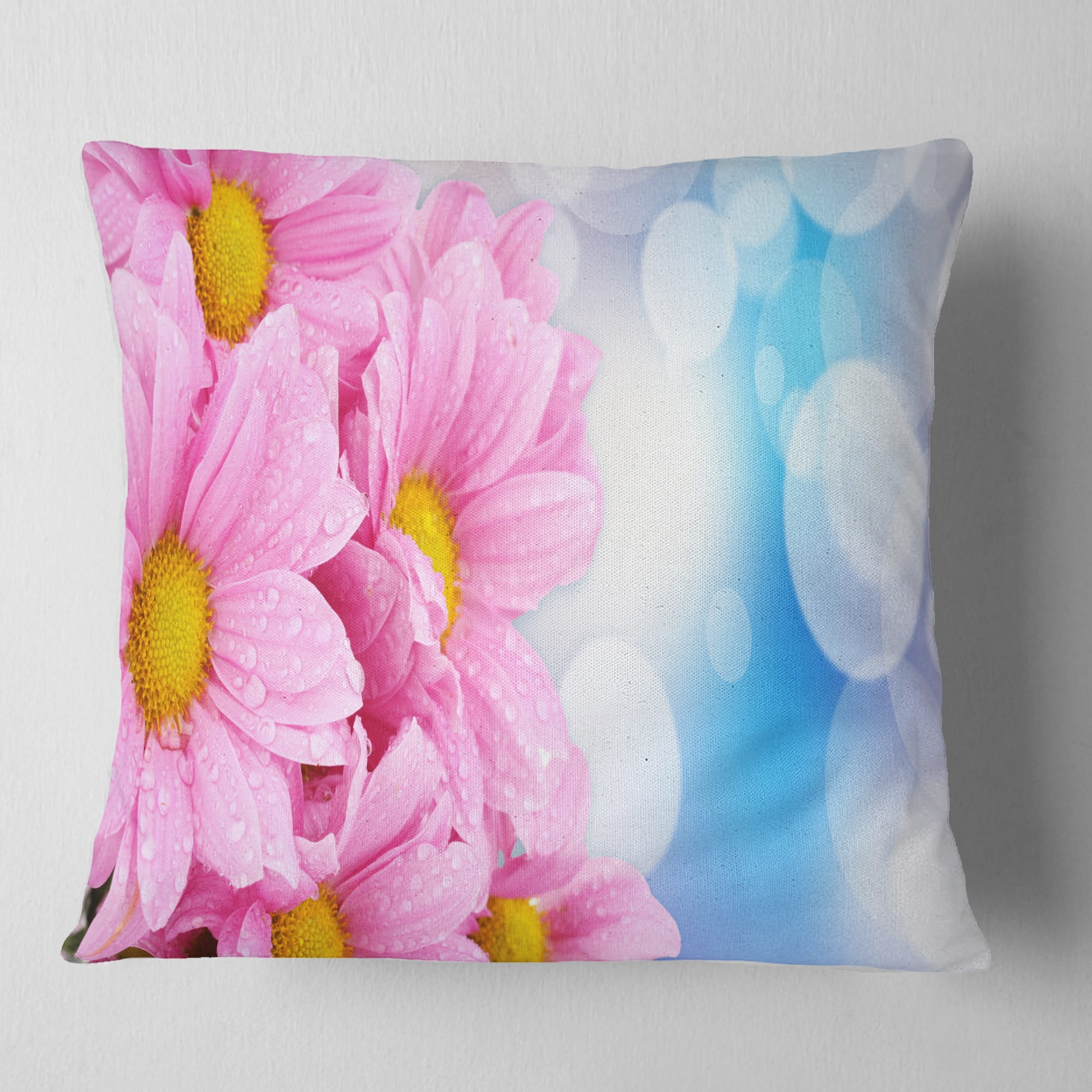 Designart Beautiful Pink Flower Bouquet - Floral Throw Pillow - 18x18