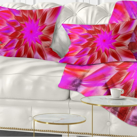 Designart Beautiful Pink Flower Petals - Floral Throw Pillow - 12x20
