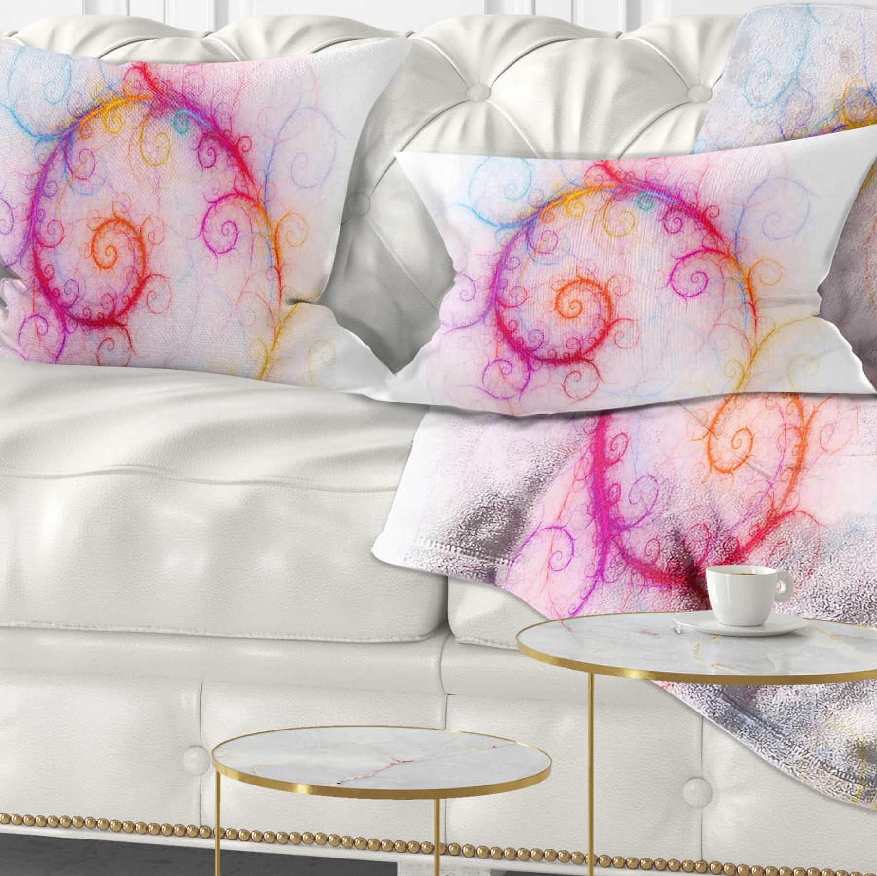 Designart Beautiful Pink Fractal Pattern - Abstract Throw Pillow - 12x20