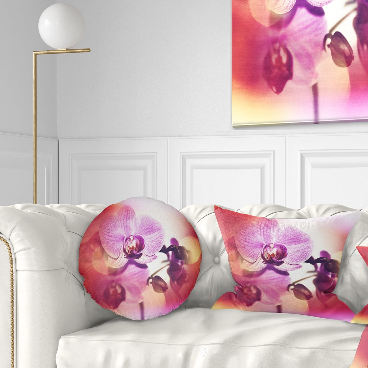Designart Beautiful Pink Orchid Flowers - Flower Throw Pillow - 12x20