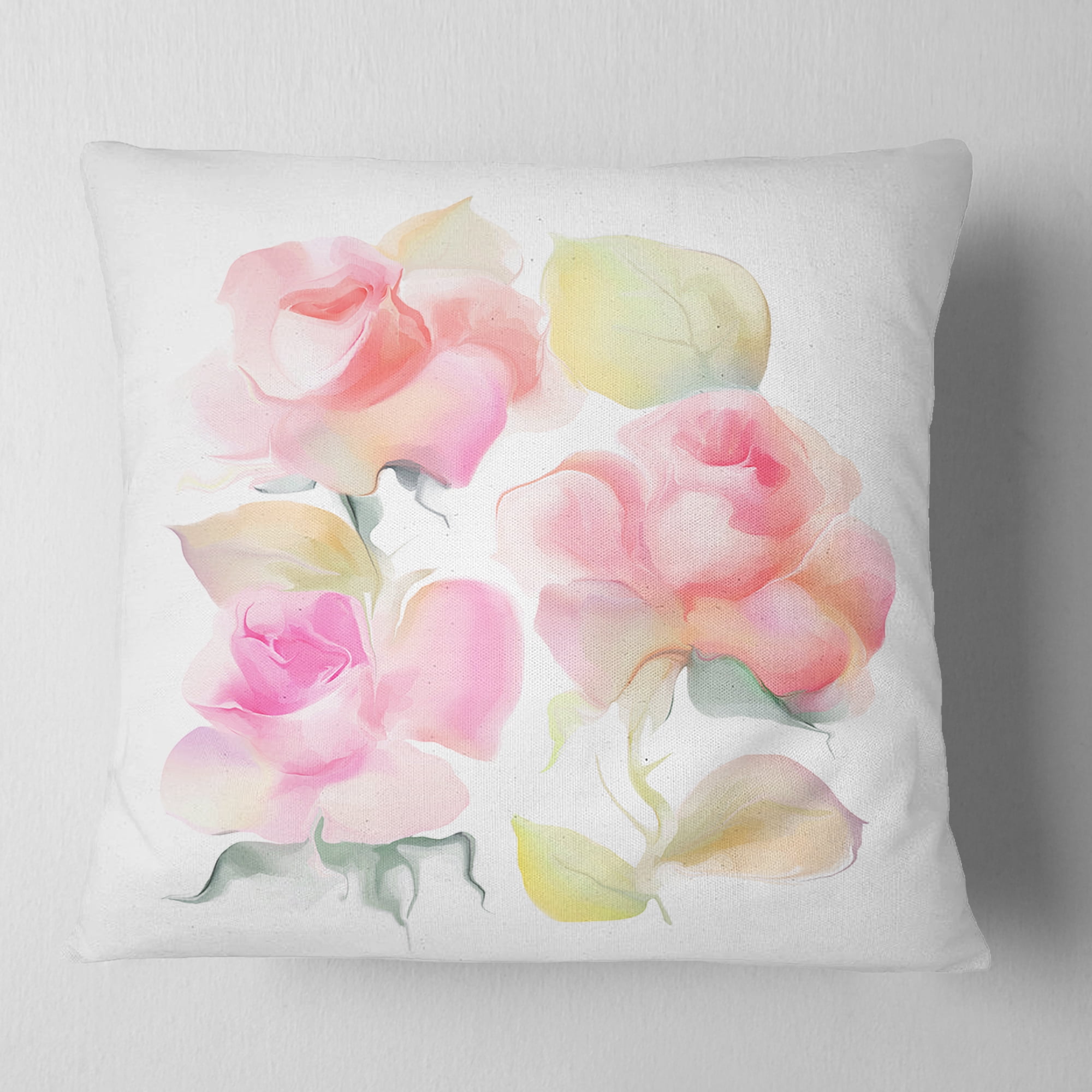 Designart Beautiful Pink Rose Flowers - Animal Throw Pillow - 18x18