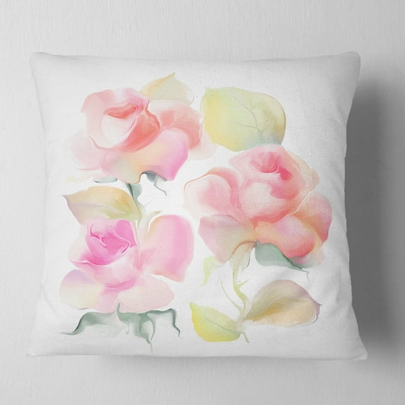 Designart Beautiful Pink Rose Flowers - Animal Throw Pillow - 18x18