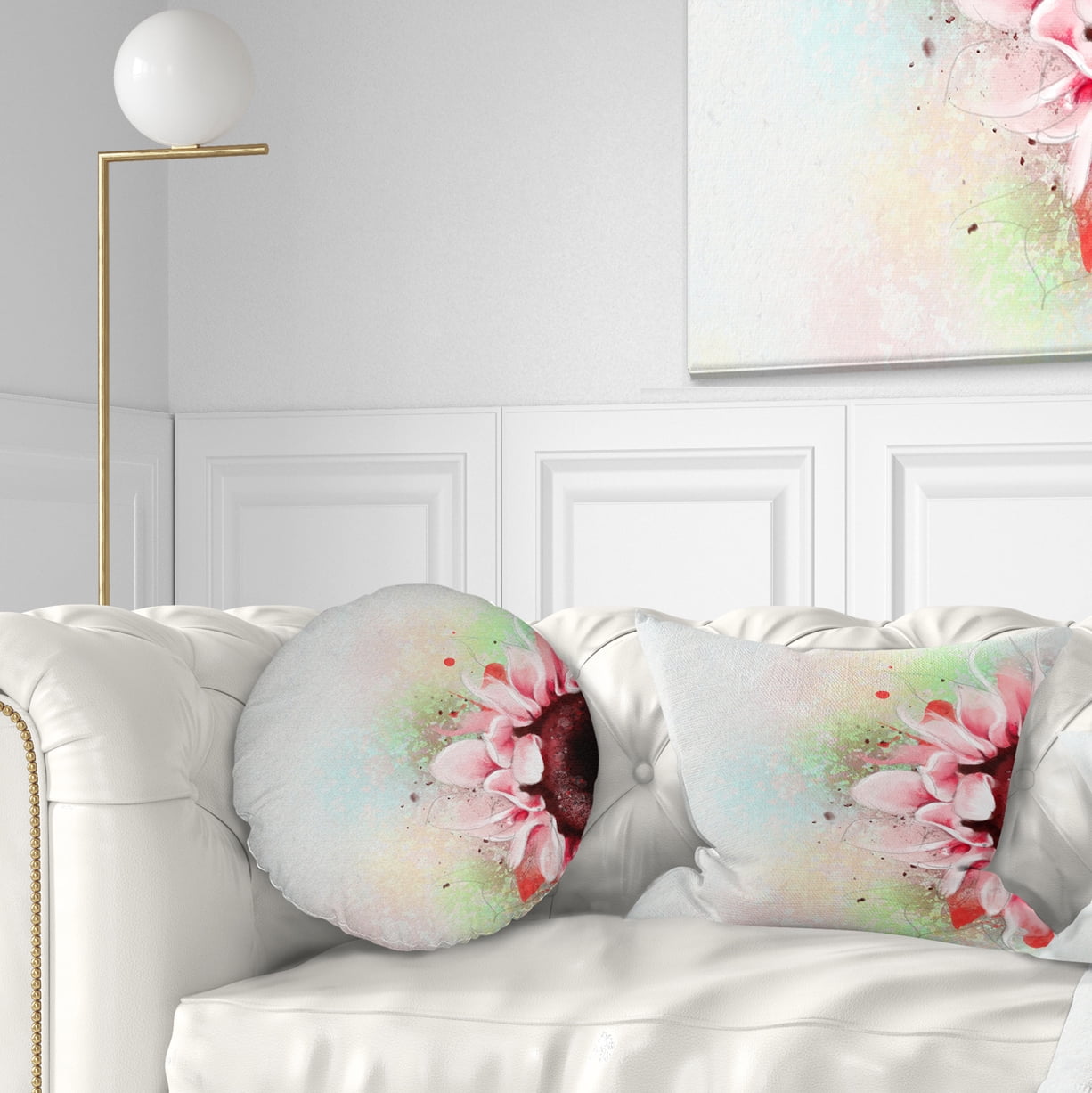 Designart Beautiful Pink Sunflower Watercolor - Flowers Throw Pillowwork - 12x20