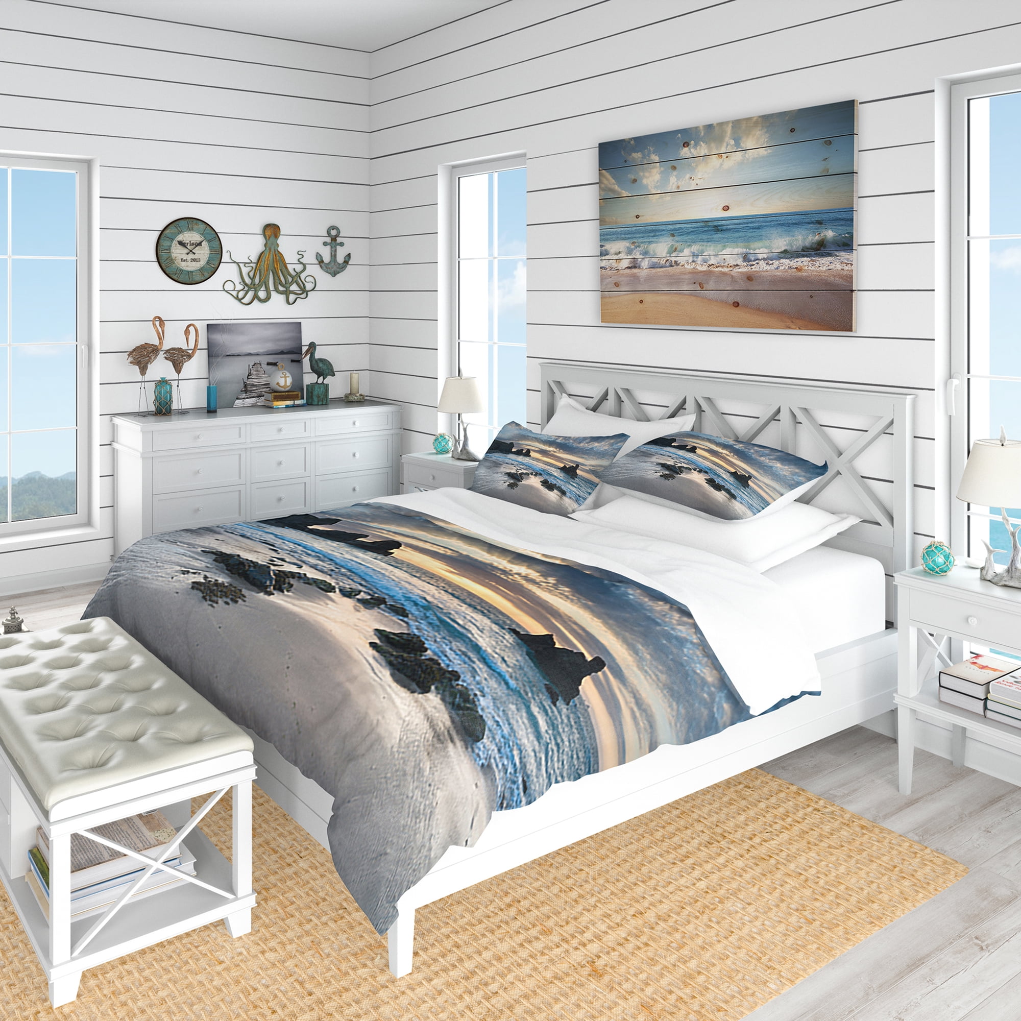 Designart 'Beautiful Porthcothan Bay' Coastal Duvet Cover Set
