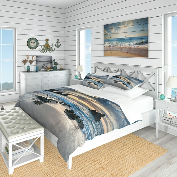 Designart 'Beautiful Porthcothan Bay' Coastal Duvet Cover Set