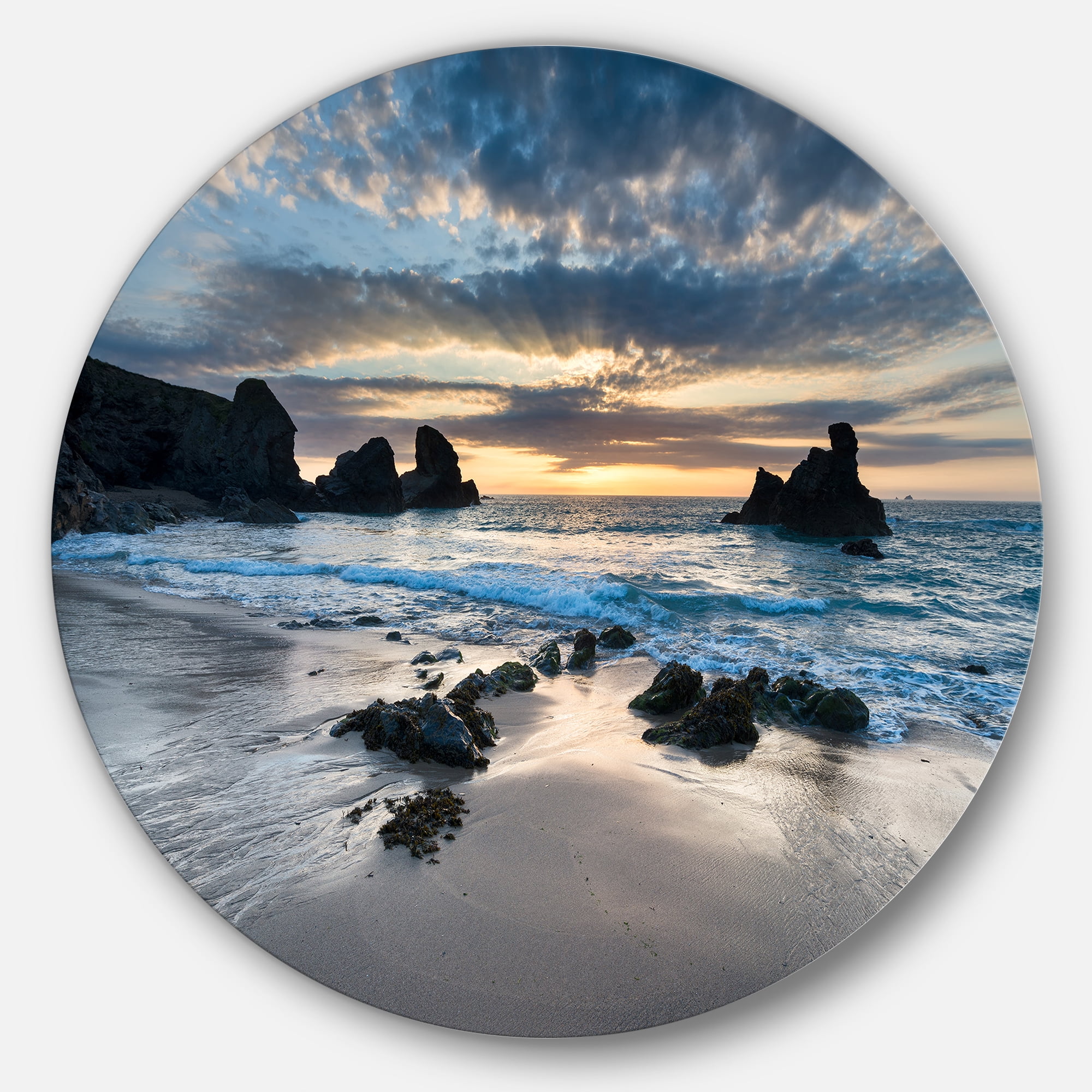 Designart Beautiful Porthcothan Bay' Seashore Metal Circle Wall Art