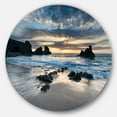 thumbnail image 1 of Designart Beautiful Porthcothan Bay' Seashore Metal Circle Wall Art, 1 of 5