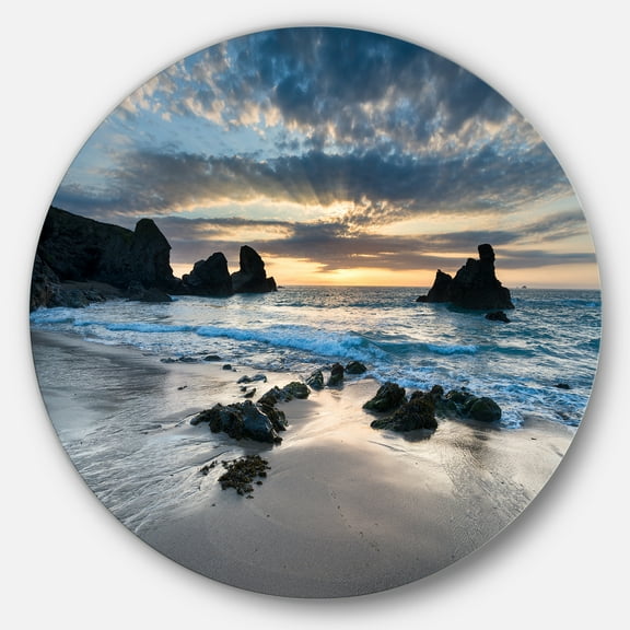 Designart Beautiful Porthcothan Bay' Seashore Metal Circle Wall Art
