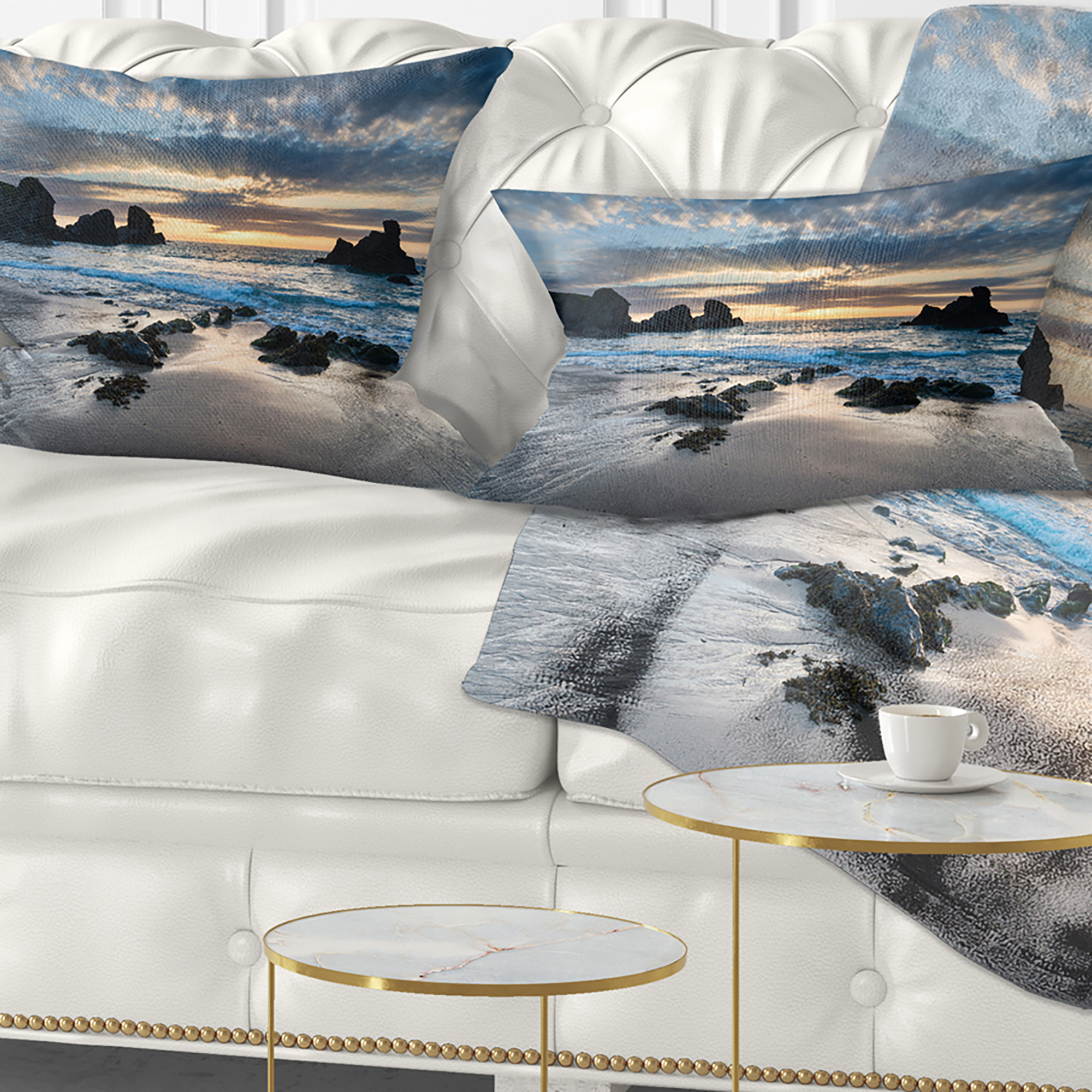 Designart Beautiful Porthcothan Bay - Seashore Throw Pillow - 12x20