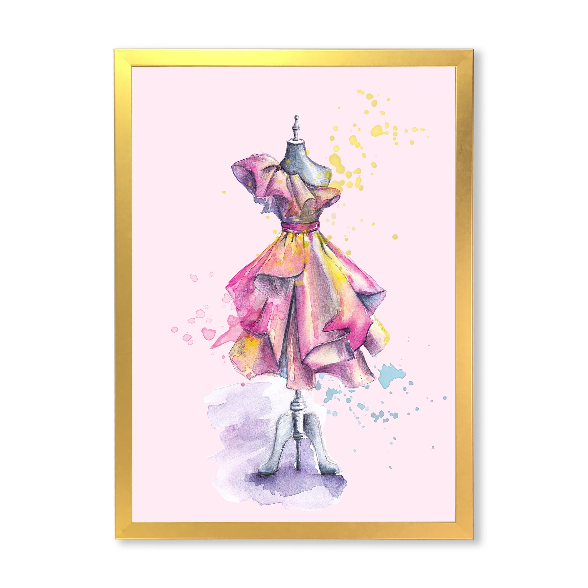 Designart 'Beautiful Purple Dress With Folds On Fashion Mannequin' French Country Framed Art Print