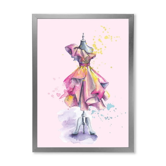 Designart 'Beautiful Purple Dress With Folds On Fashion Mannequin' French Country Framed Art Print