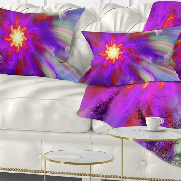 Designart Beautiful Purple Flower Petals - Floral Throw Pillow - 12x20