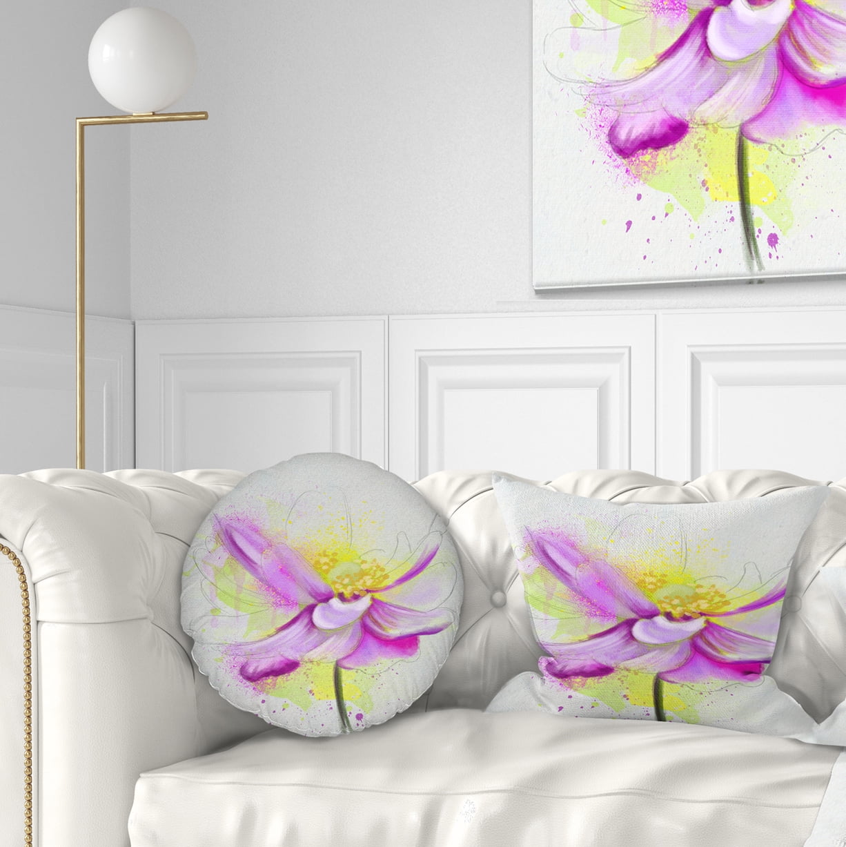 Designart Beautiful Purple Flower with Yellow - Flowers Throw Pillowwork - 12x20