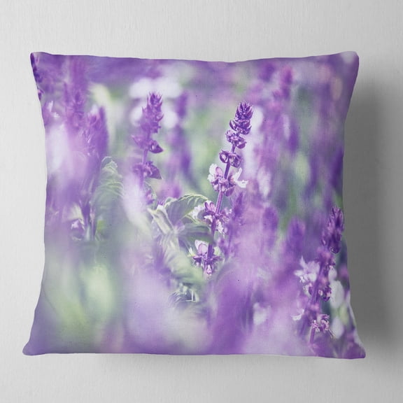 Designart Beautiful Purple Mint Flowers - Flower Throw Pillow - 16x16