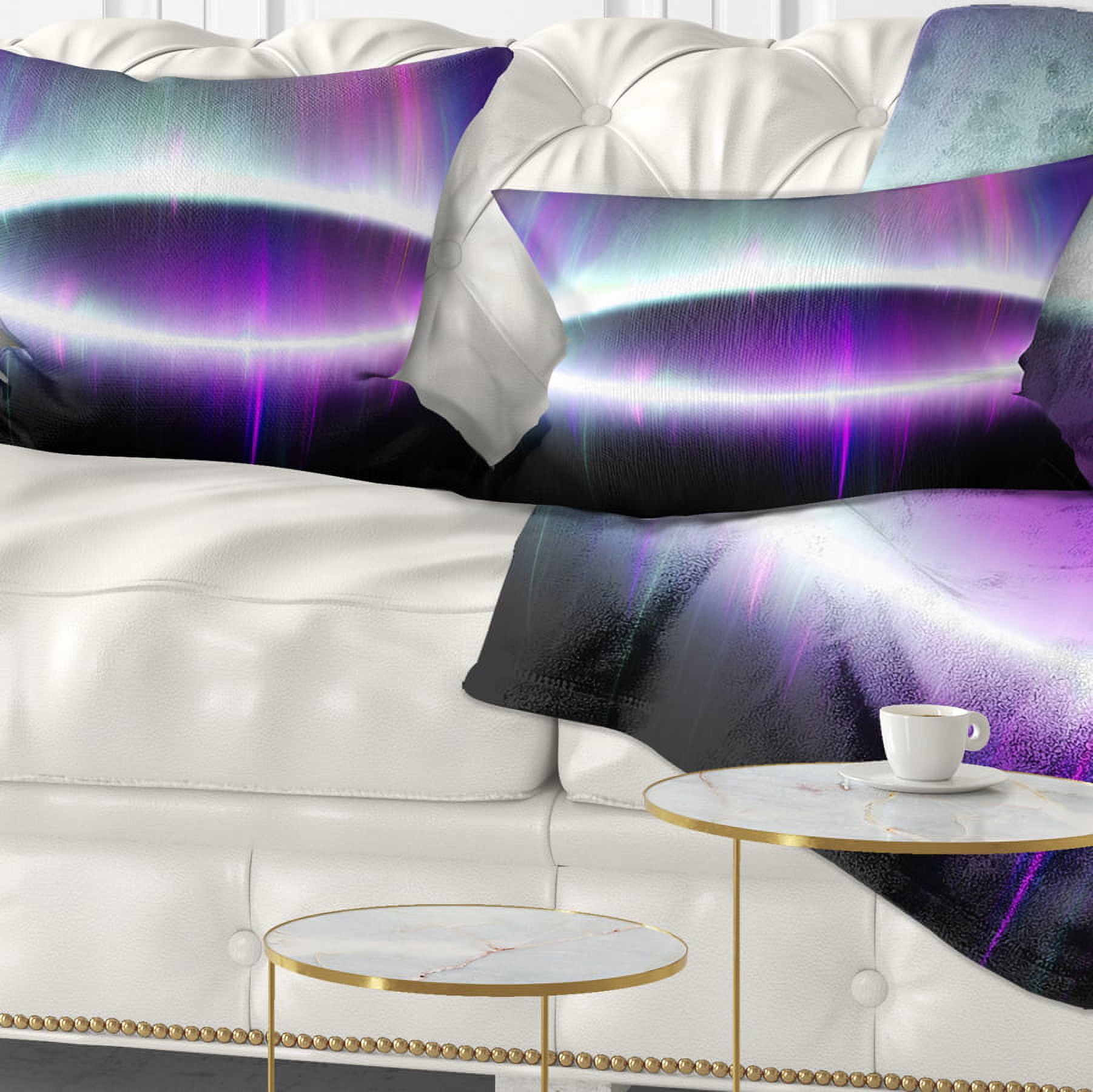 Designart Beautiful Purple Northern Lights - Abstract Throw Pillow - 12x20