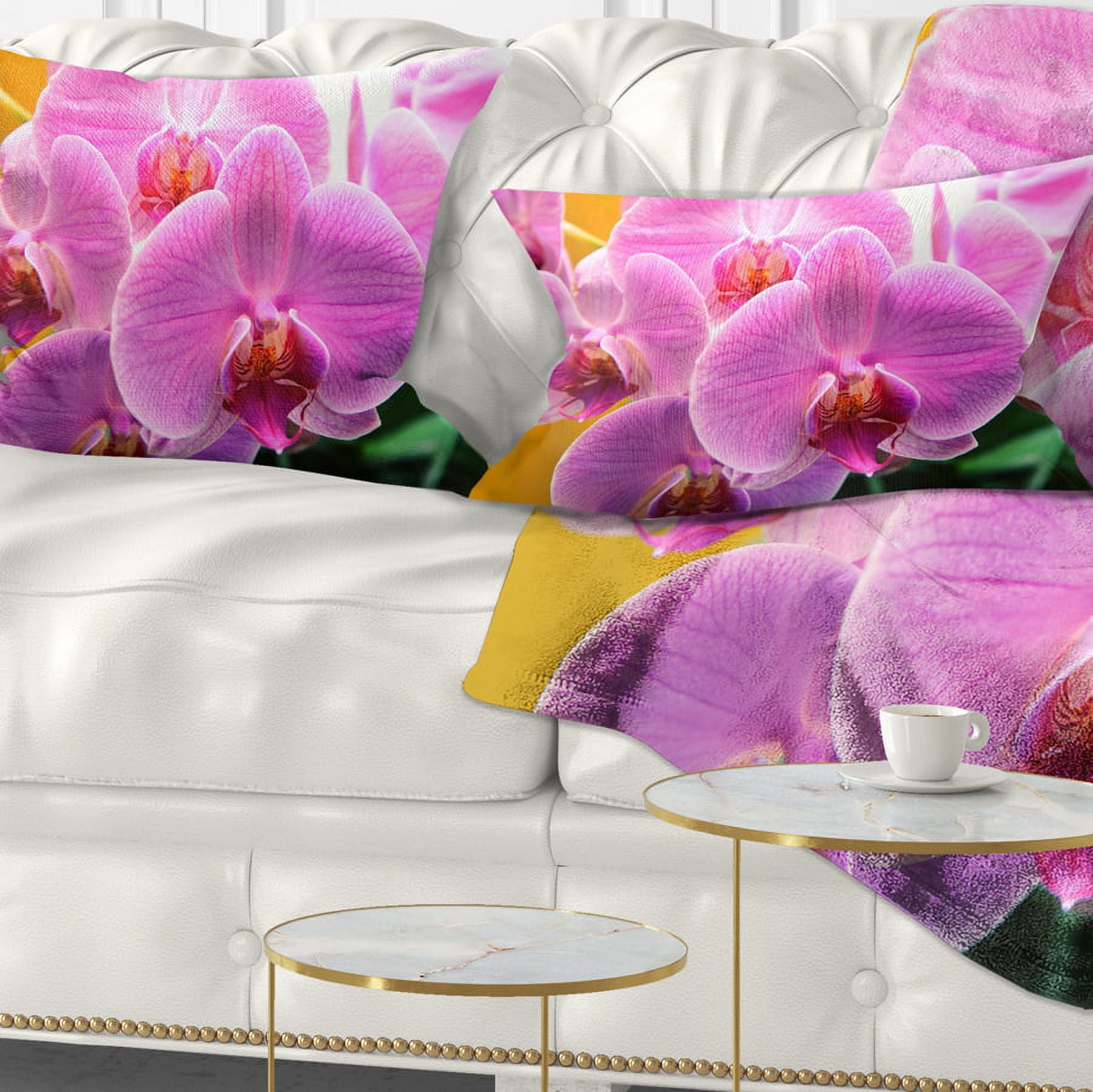 Designart Beautiful Purple Orchid Flowers - Flower Throw Pillow - 12x20