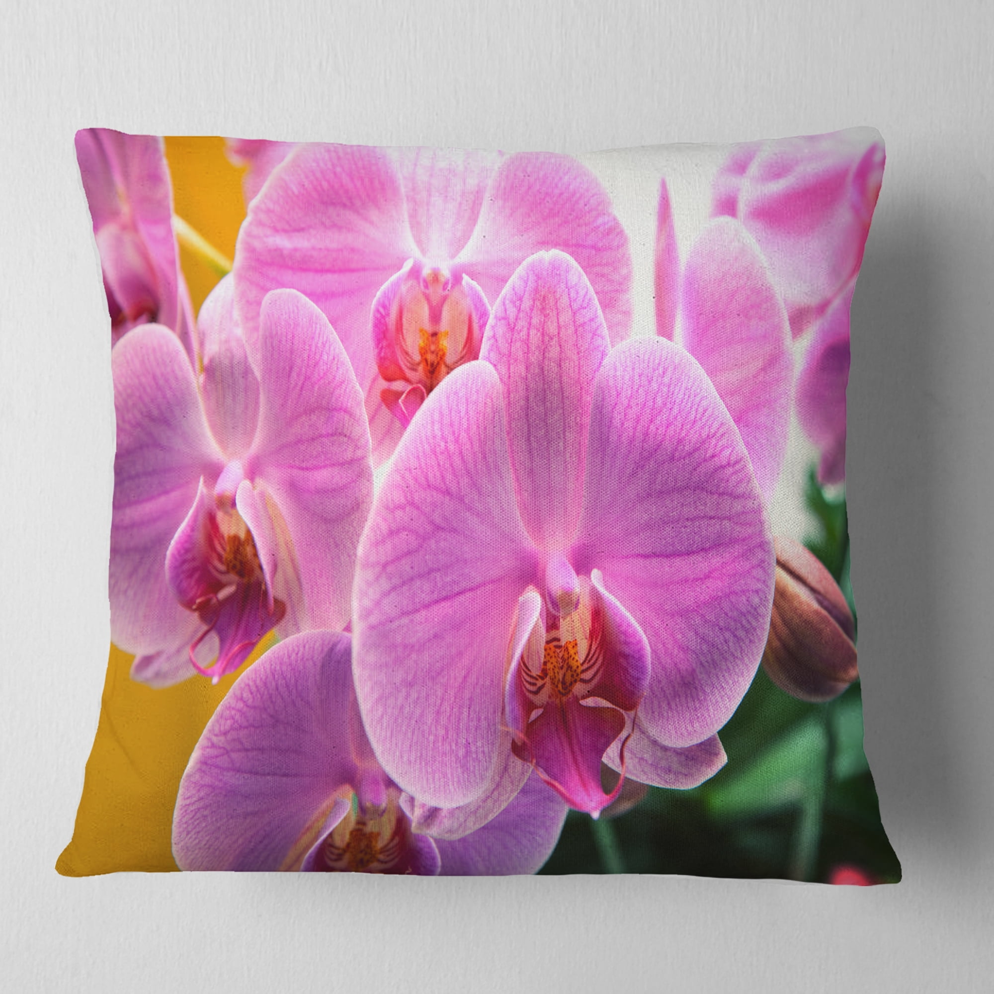 Designart Beautiful Purple Orchid Flowers - Flower Throw Pillow - 18x18